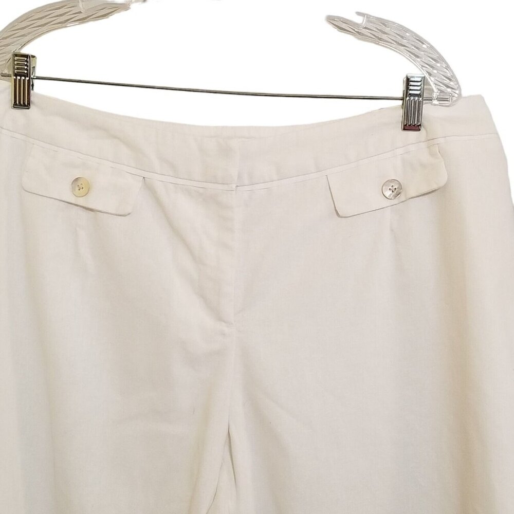 Cato Capri Pants Womens Plus 16W White Classic Linen Blend Cuffed - Picture 3 of 16
